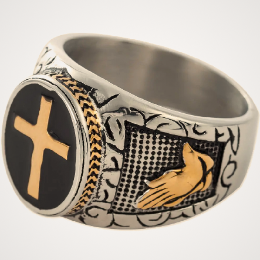 The "Vow of the Cross" Ring | Stainless Steel & Enamel Devotional Band