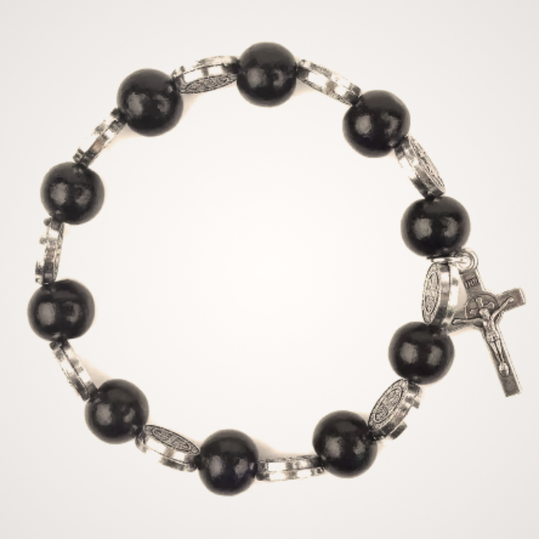 The "Benedictine Shield" Bracelet Rosary 10MM | St. Benedict One-Decade Chaplet