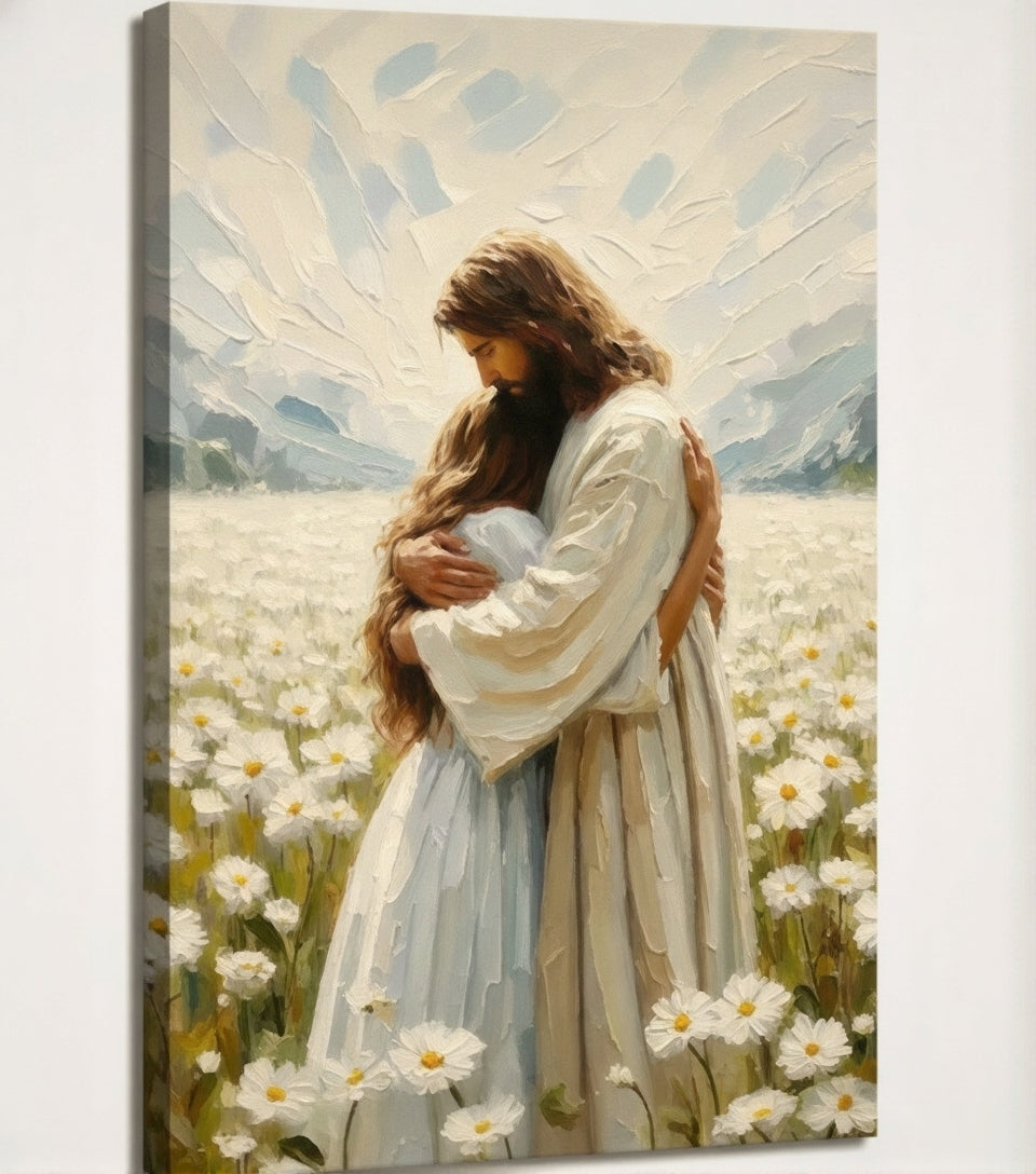 "The Divine Embrace" by Greg Olsen | A Timeless Canvas of Christ's Comfort (12x16)