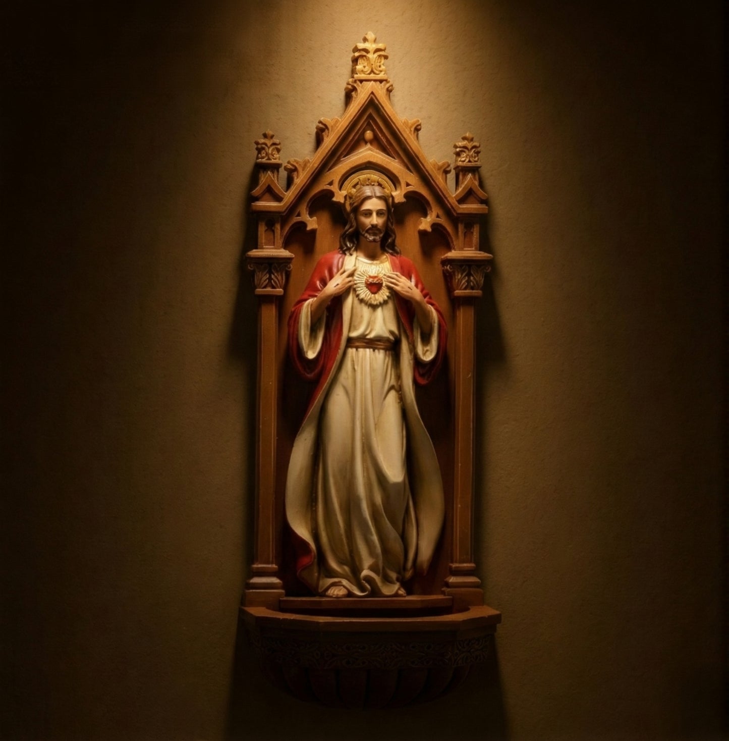 The Sacred Heart Holy Water Font | A Renaissance-Style Sacramental for the Home (9.5")