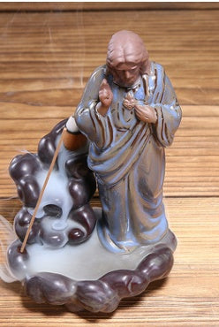 The "Prayer Rising" Porcelain Incense Burner | Hand-Glazed Jesus & Mary Figures