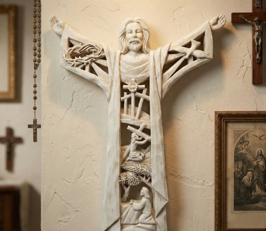 The "Cathedral" Resin Wall Cross | Vintage European Style (8.5")