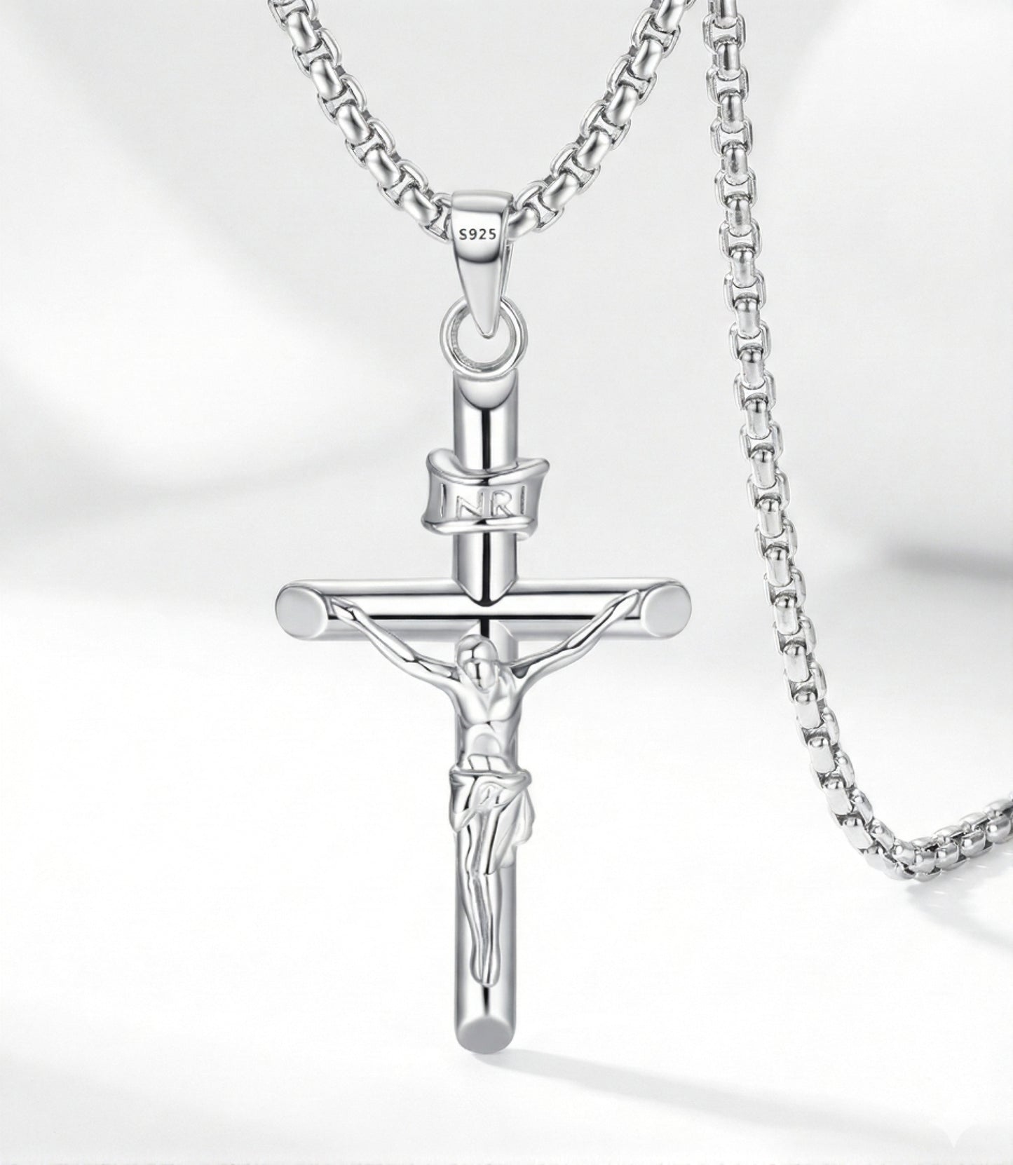 The Sterling Silver "Redemption" Crucifix Necklace | 18" Rolo Chain