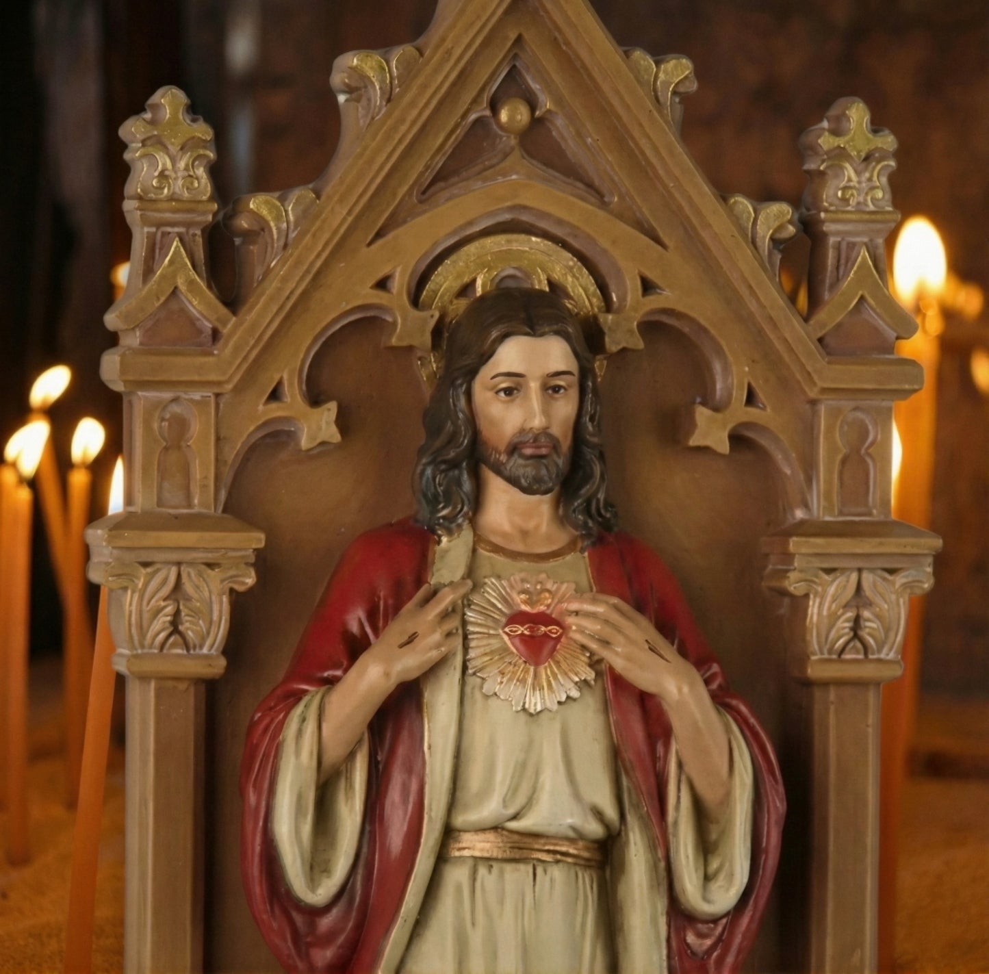 The Sacred Heart Holy Water Font | A Renaissance-Style Sacramental for the Home (9.5")