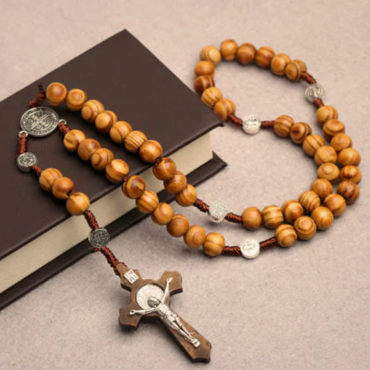 The "Tree of Life" Rosary | Handcrafted Wood & St. Benedict Beads (10mm)
