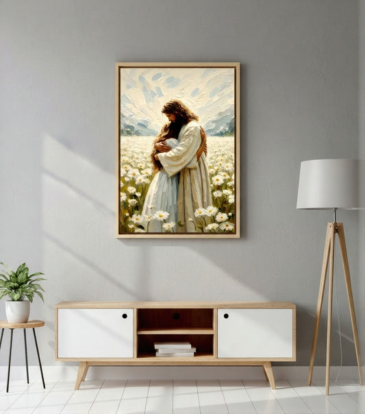 "The Divine Embrace" by Greg Olsen | A Timeless Canvas of Christ's Comfort (12x16)