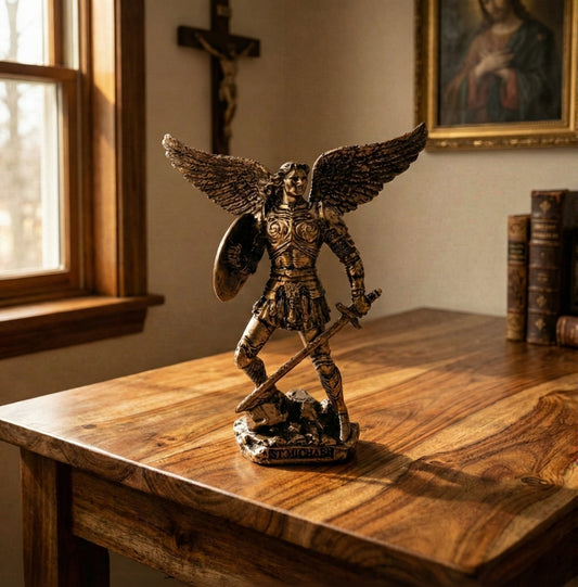 The "Bronze Sentinel" | St. Michael Archangel Figurine by Veronese Design (4.2")
