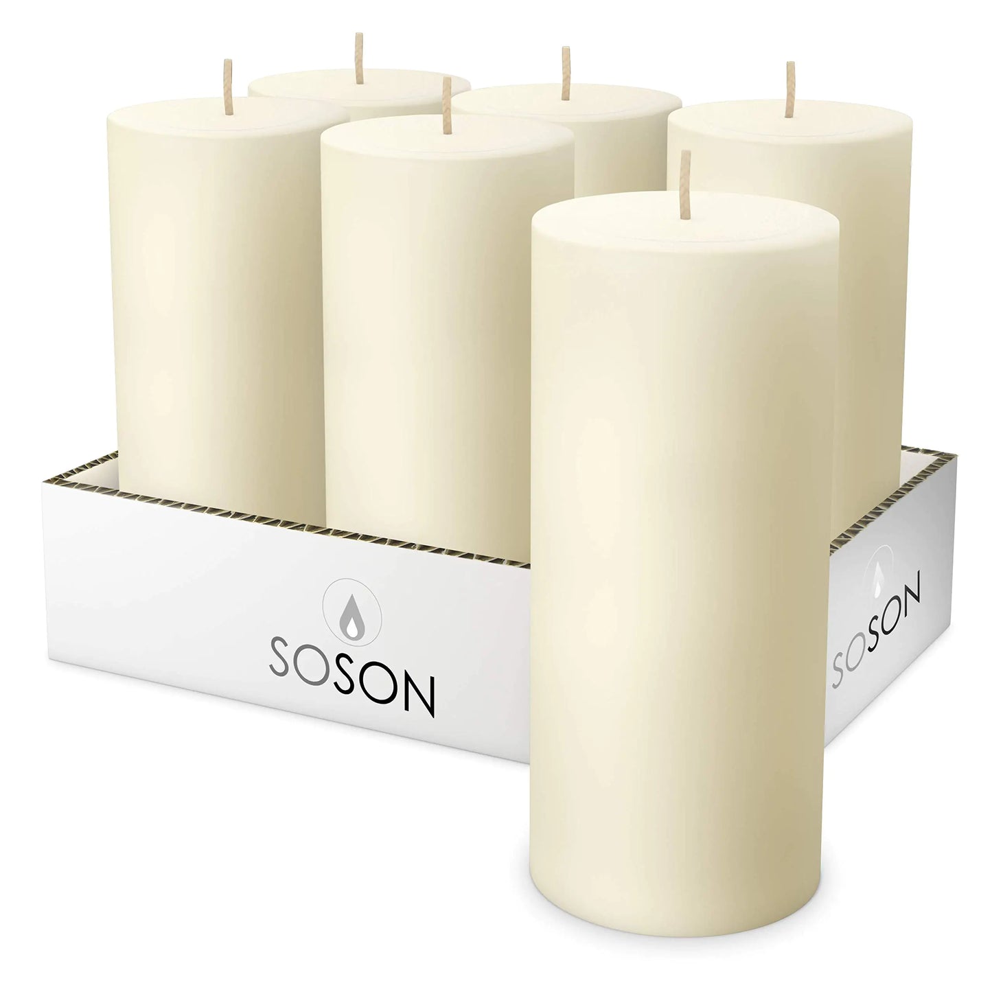 The "Sanctuary Series" Ivory Pillar Candles (Set of 6) | Unscented & Dripless (3" x 6")